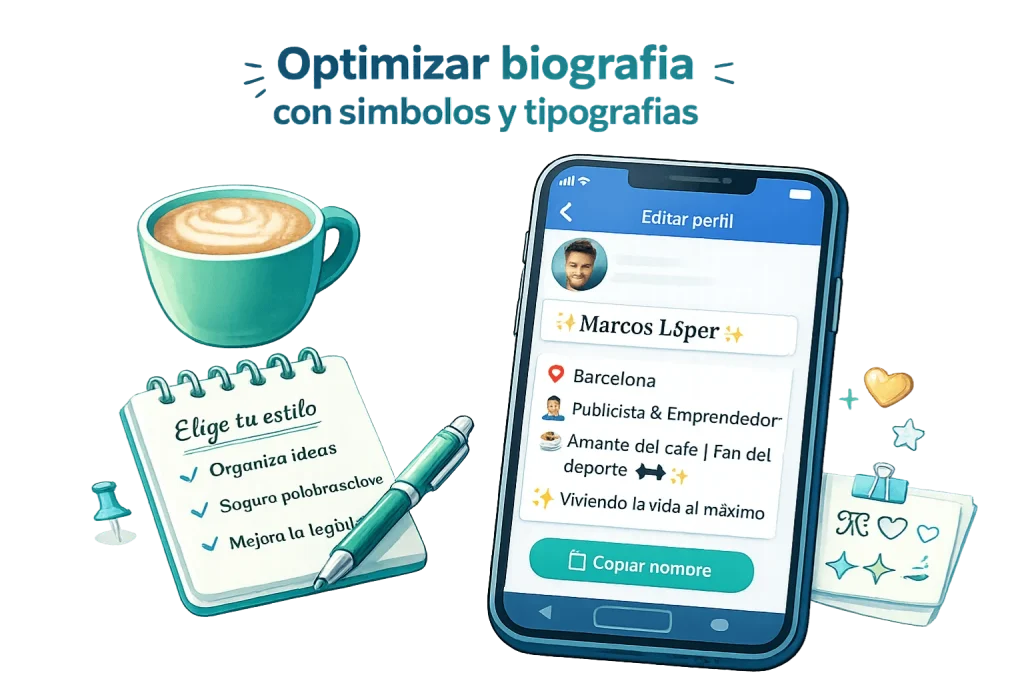 Optimizar biografía con símbolos y tipografías